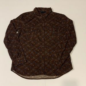 Brown Floral Corduroy Button Up